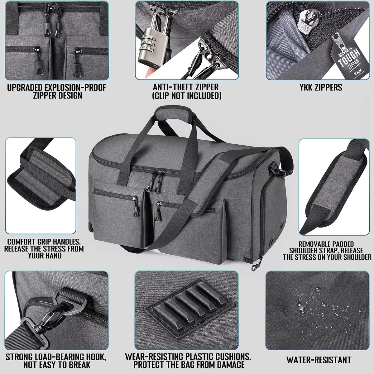 Convertible Duffle Bags for Travel Carry On Suit Duffle Bags with Shoulder Strap 2 in 1 Hanging Garment Duffle Bag for Men Women