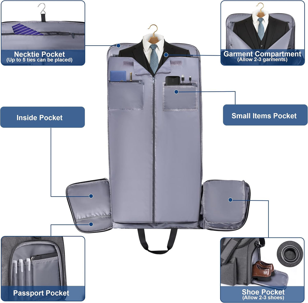 Convertible Duffle Bags for Travel Carry On Suit Duffle Bags with Shoulder Strap 2 in 1 Hanging Garment Duffle Bag for Men Women