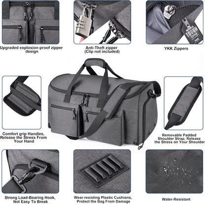 Convertible Duffle Bags for Travel Carry On Suit Duffle Bags with Shoulder Strap 2 in 1 Hanging Garment Duffle Bag for Men Women