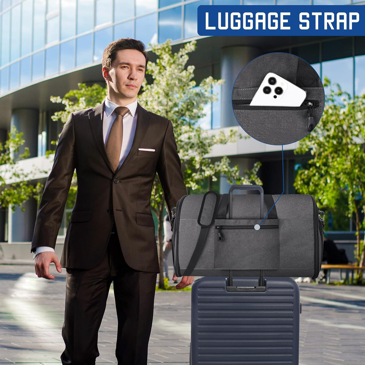 Convertible Duffle Bags for Travel Carry On Suit Duffle Bags with Shoulder Strap 2 in 1 Hanging Garment Duffle Bag for Men Women