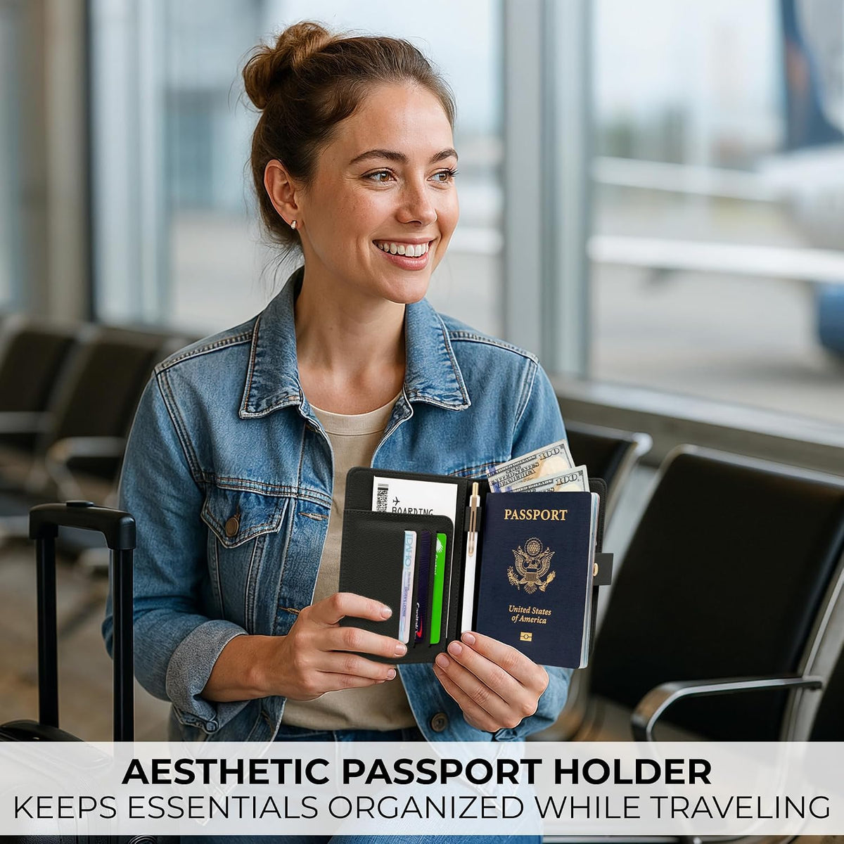 Beautiful Passport Holder for Travel - Cute Cover with Pen Holder for Women