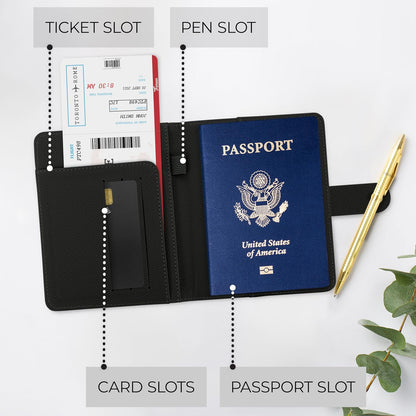 Beautiful Passport Holder for Travel - Cute Cover with Pen Holder for Women