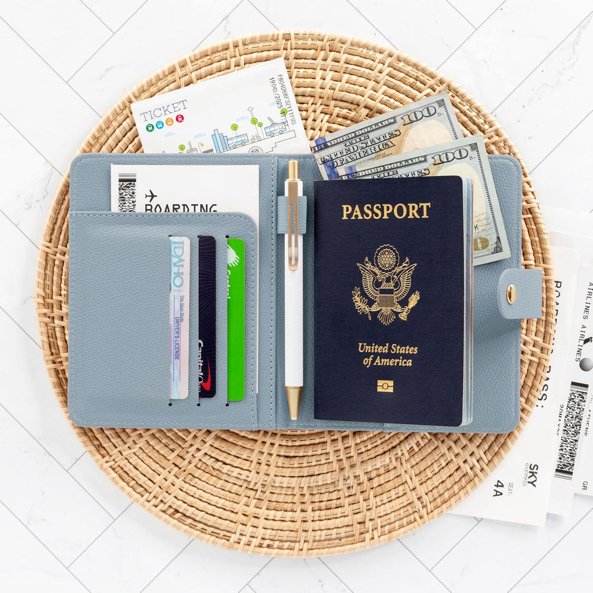 Beautiful Passport Holder for Travel - Cute Cover with Pen Holder for Women