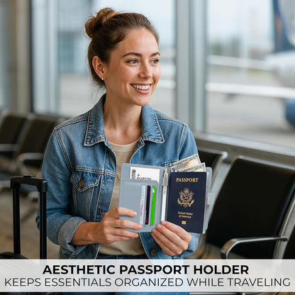 Beautiful Passport Holder for Travel - Cute Cover with Pen Holder for Women