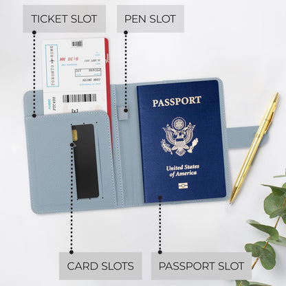 Beautiful Passport Holder for Travel - Cute Cover with Pen Holder for Women