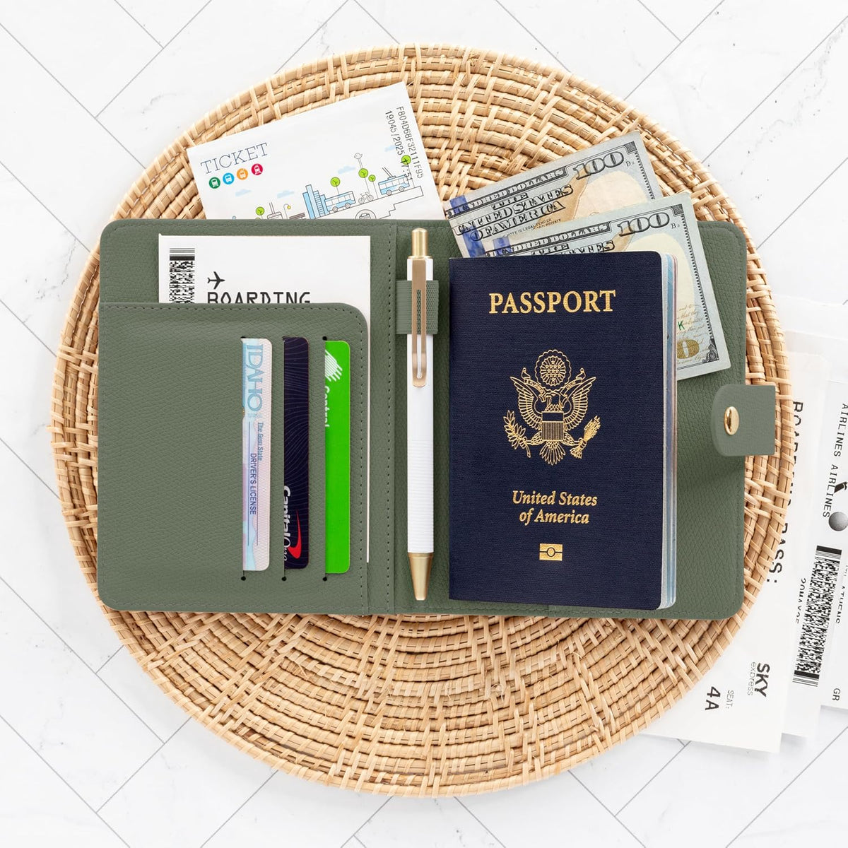 Beautiful Passport Holder for Travel - Cute Cover with Pen Holder for Women