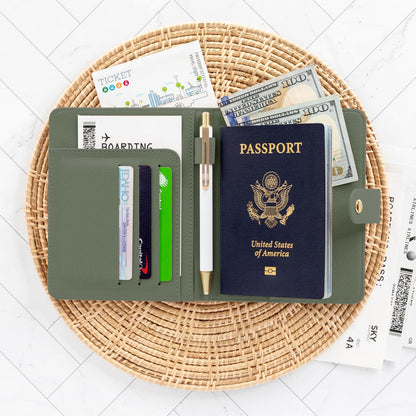 Beautiful Passport Holder for Travel - Cute Cover with Pen Holder for Women