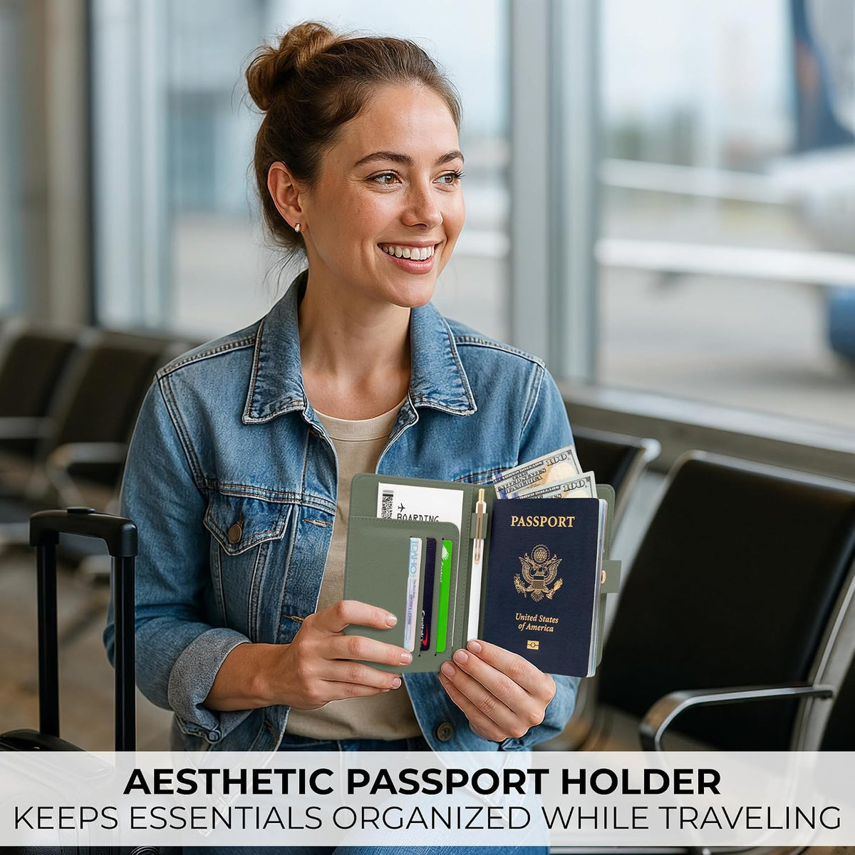 Beautiful Passport Holder for Travel - Cute Cover with Pen Holder for Women