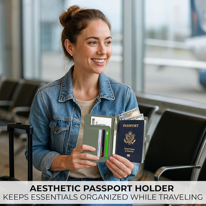 Beautiful Passport Holder for Travel - Cute Cover with Pen Holder for Women