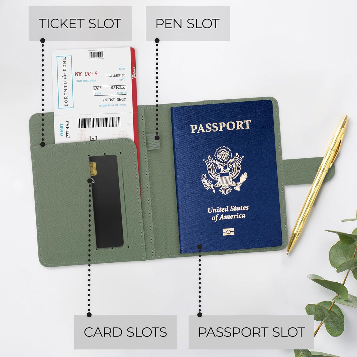 Beautiful Passport Holder for Travel - Cute Cover with Pen Holder for Women