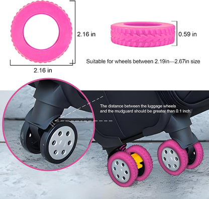 8 Pack Luggage Wheel Covers for 8-Spinner Suitcase, Rose Red