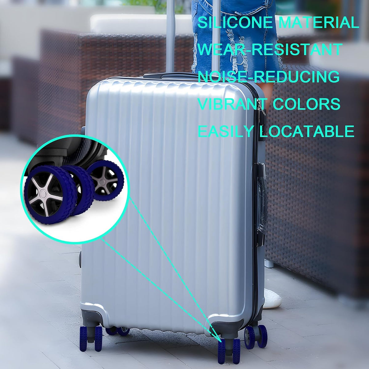 8 Pack Luggage Wheel Covers for 8-Spinner Suitcase, Rose Red