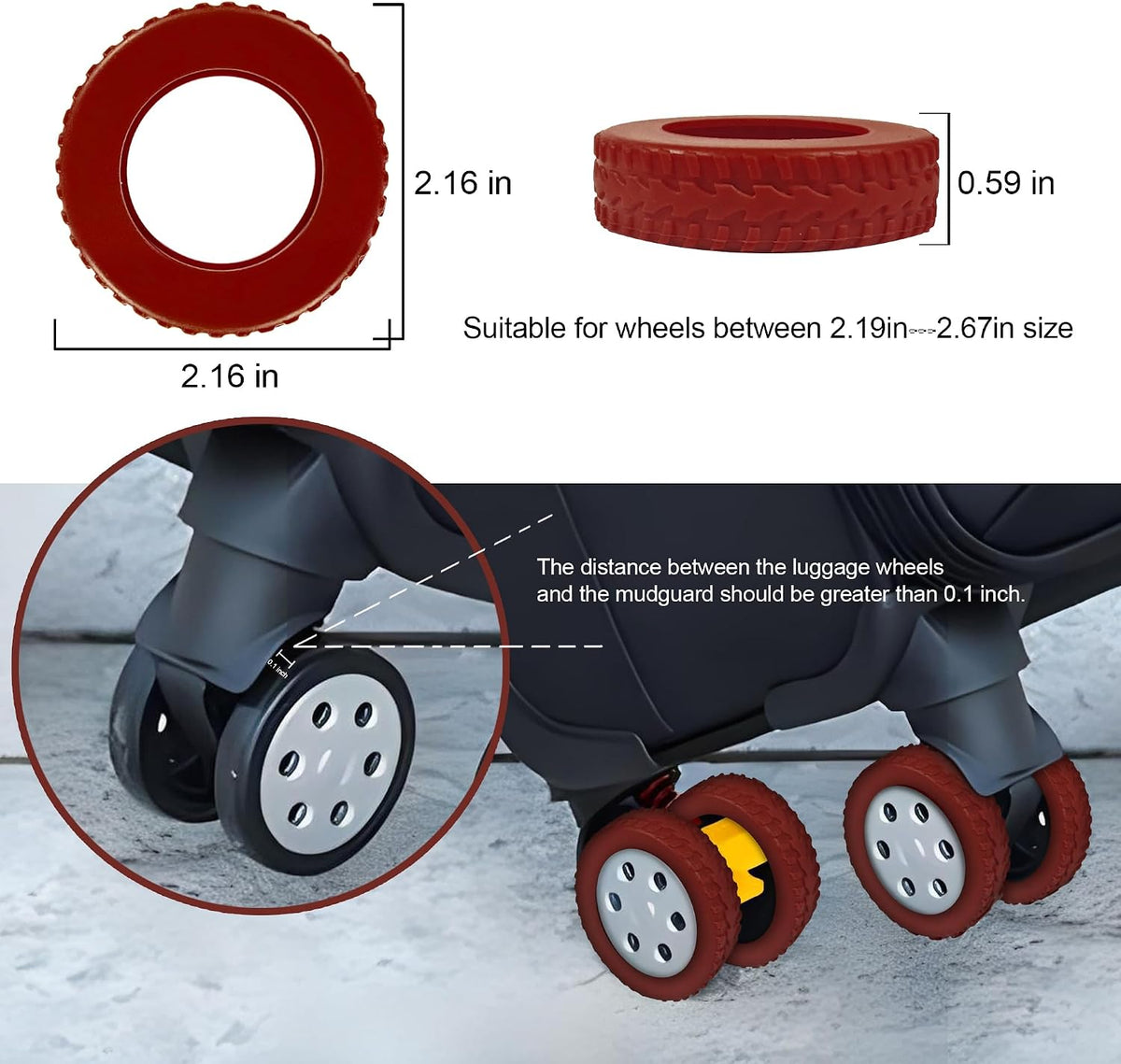 8 Pack Luggage Wheel Covers for 8-Spinner Suitcase, Rose Red