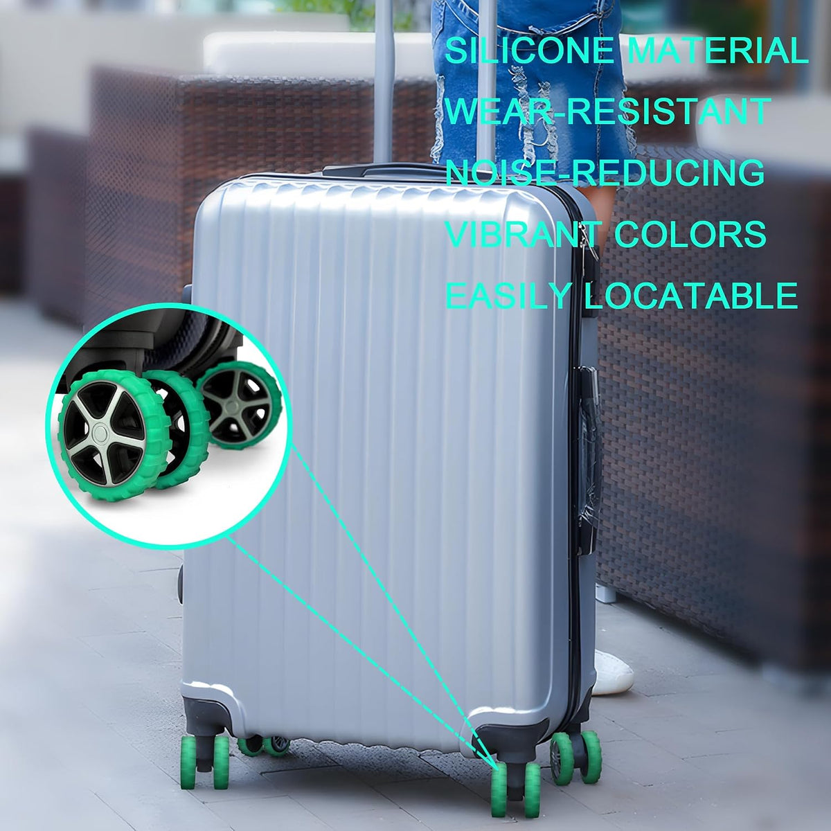 8 Pack Luggage Wheel Covers for 8-Spinner Suitcase, Rose Red