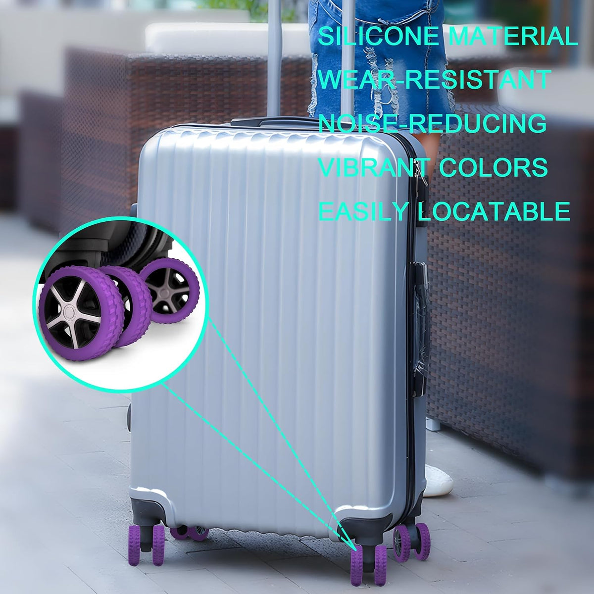 8 Pack Luggage Wheel Covers for 8-Spinner Suitcase, Rose Red