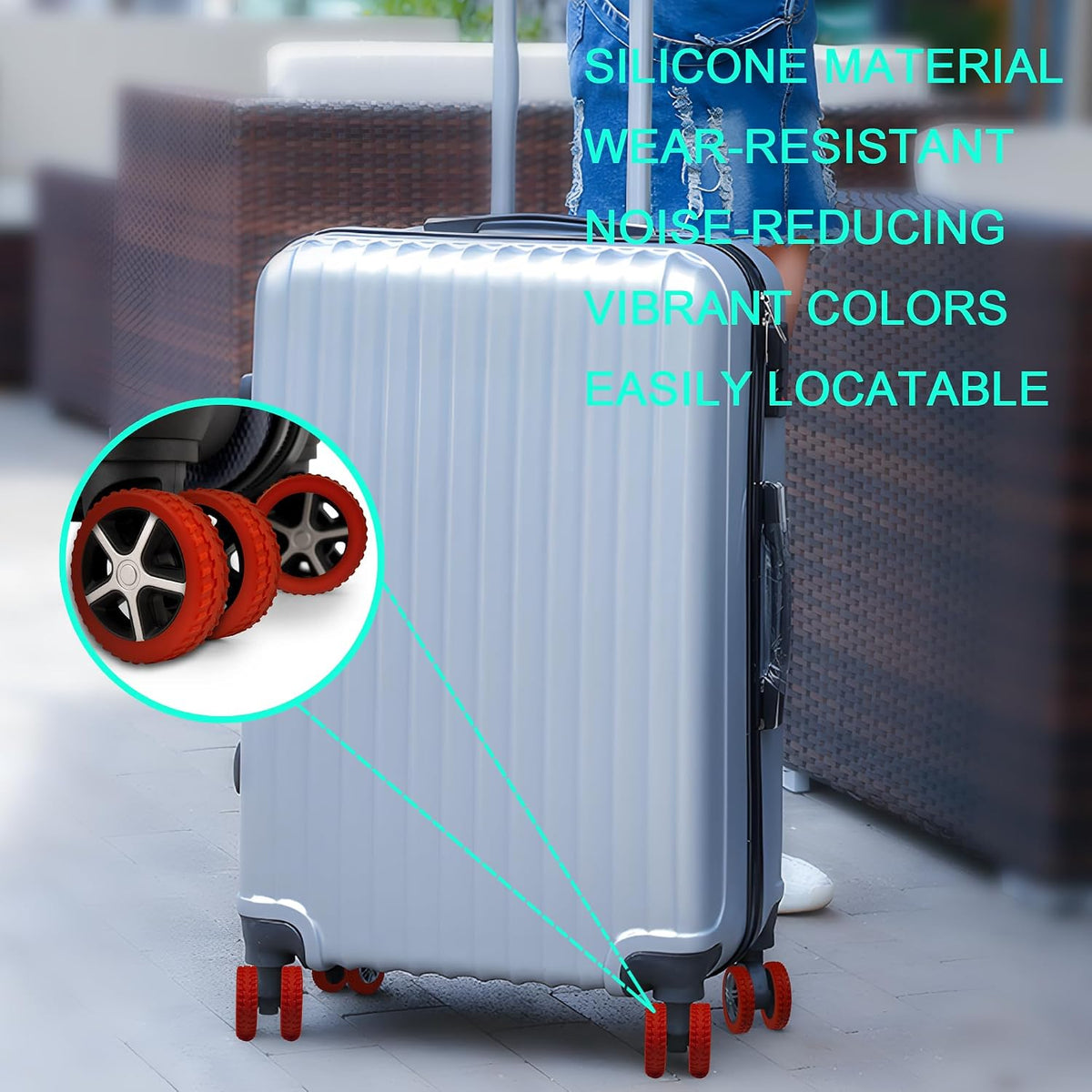 8 Pack Luggage Wheel Covers for 8-Spinner Suitcase, Rose Red