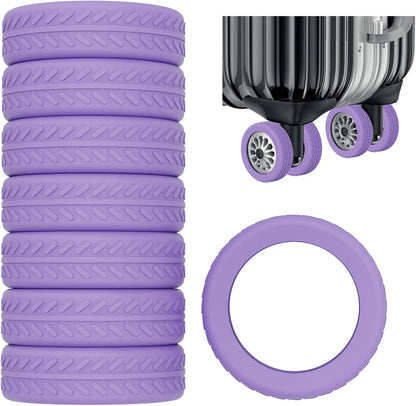Luggage Wheel Covers 8 Pack Upgraded,Silicone Luggage Wheel Protector Covers for most 8 Spinner Wheel Suitcases or Office Chair Caster,Durable,Mute and Shock Absorption (Purple)