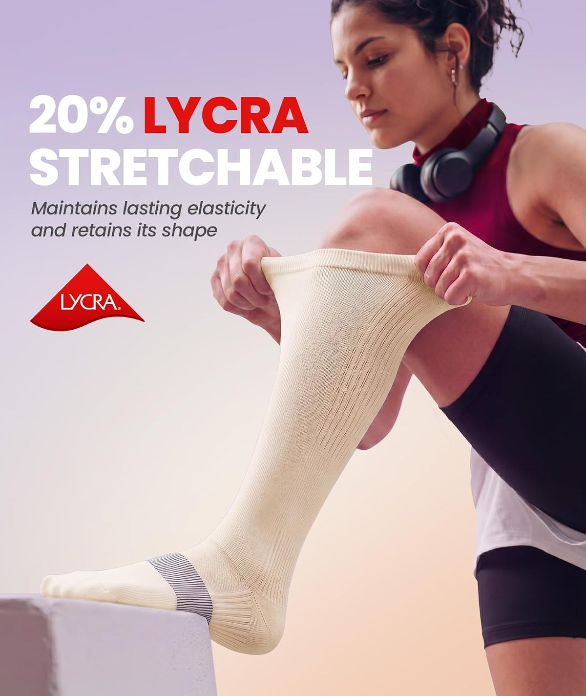 Compression Socks for Women Men, Comfortable 20-30 mmHg Circulation Knee High for Travel, Flying, Athletic, 2 Pairs