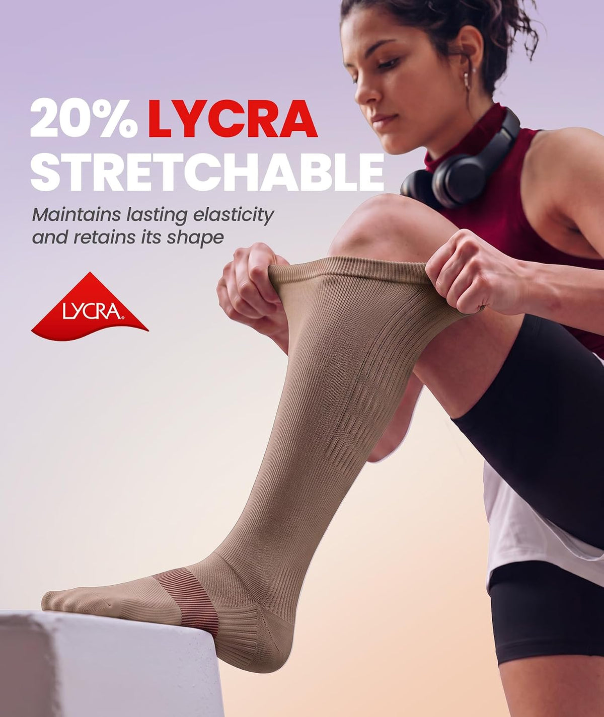 Compression Socks for Women Men, Comfortable 20-30 mmHg Circulation Knee High for Travel, Flying, Athletic, 2 Pairs