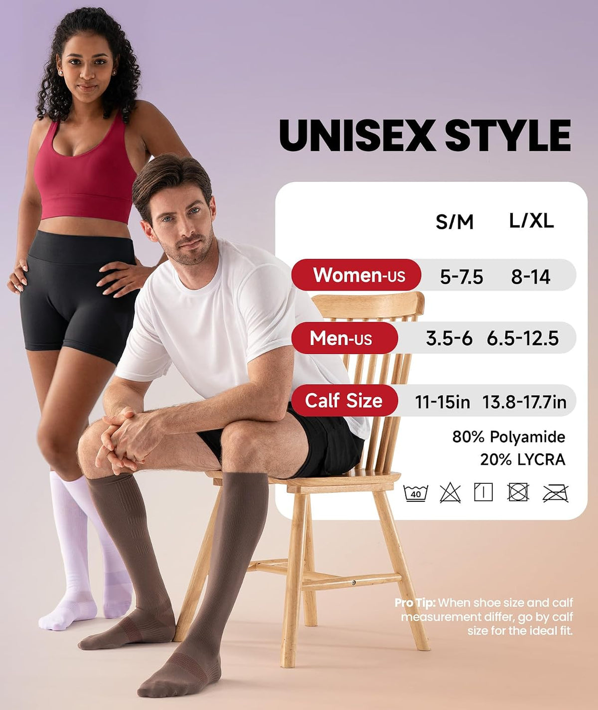 Compression Socks for Women Men, Comfortable 20-30 mmHg Circulation Knee High for Travel, Flying, Athletic, 2 Pairs