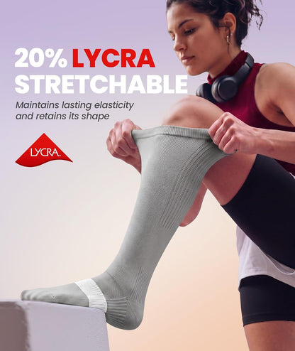 Compression Socks for Women Men, Comfortable 20-30 mmHg Circulation Knee High for Travel, Flying, Athletic, 2 Pairs