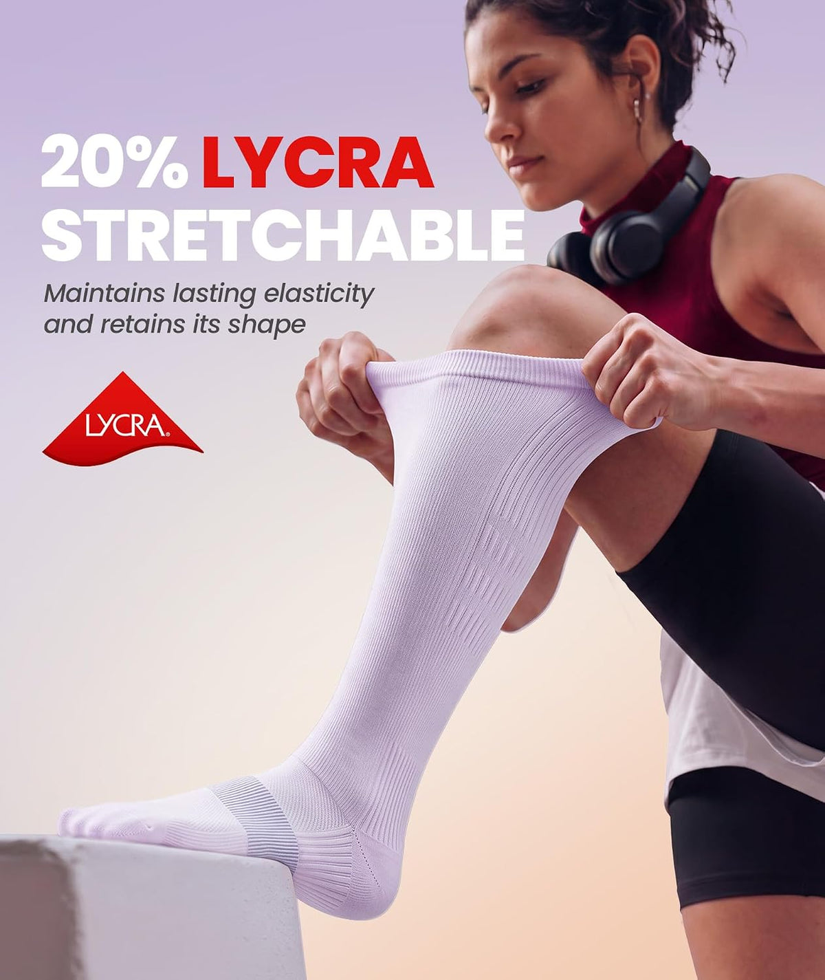 Compression Socks for Women Men, Comfortable 20-30 mmHg Circulation Knee High for Travel, Flying, Athletic, 2 Pairs