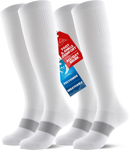 Compression Socks for Women Men, Comfortable 20-30 mmHg Circulation Knee High for Travel, Flying, Athletic, 2 Pairs