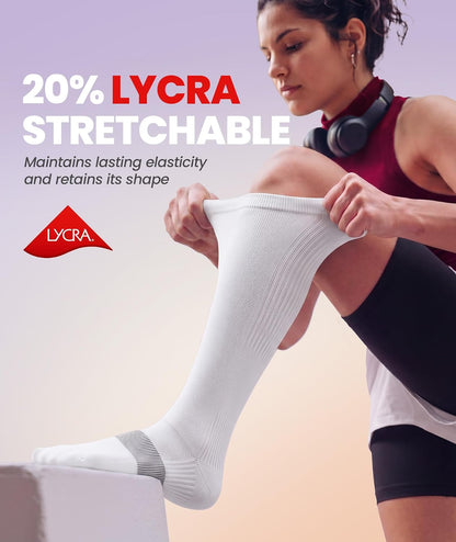 Compression Socks for Women Men, Comfortable 20-30 mmHg Circulation Knee High for Travel, Flying, Athletic, 2 Pairs
