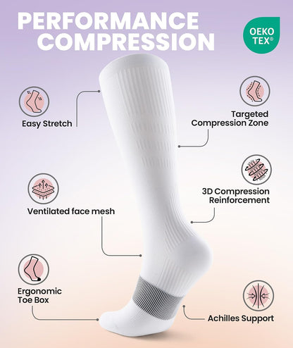 Compression Socks for Women Men, Comfortable 20-30 mmHg Circulation Knee High for Travel, Flying, Athletic, 2 Pairs