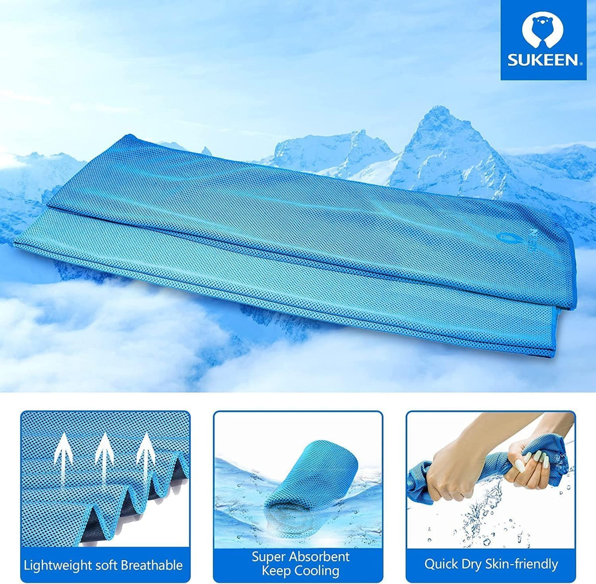 4 Pack Cooling Towels (40"x12") for Neck and Face, Cooling Neck Wraps, Breathable Cooling Towel for Hot Weather, Sweat Towels for Yoga, Sports, Golf, Gym, Camping, Running, Fitness, Workout