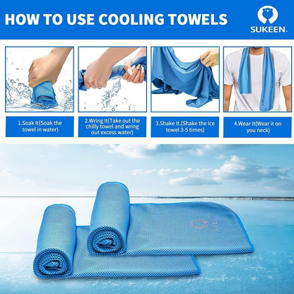 4 Pack Cooling Towels (40"x12") for Neck and Face, Cooling Neck Wraps, Breathable Cooling Towel for Hot Weather, Sweat Towels for Yoga, Sports, Golf, Gym, Camping, Running, Fitness, Workout