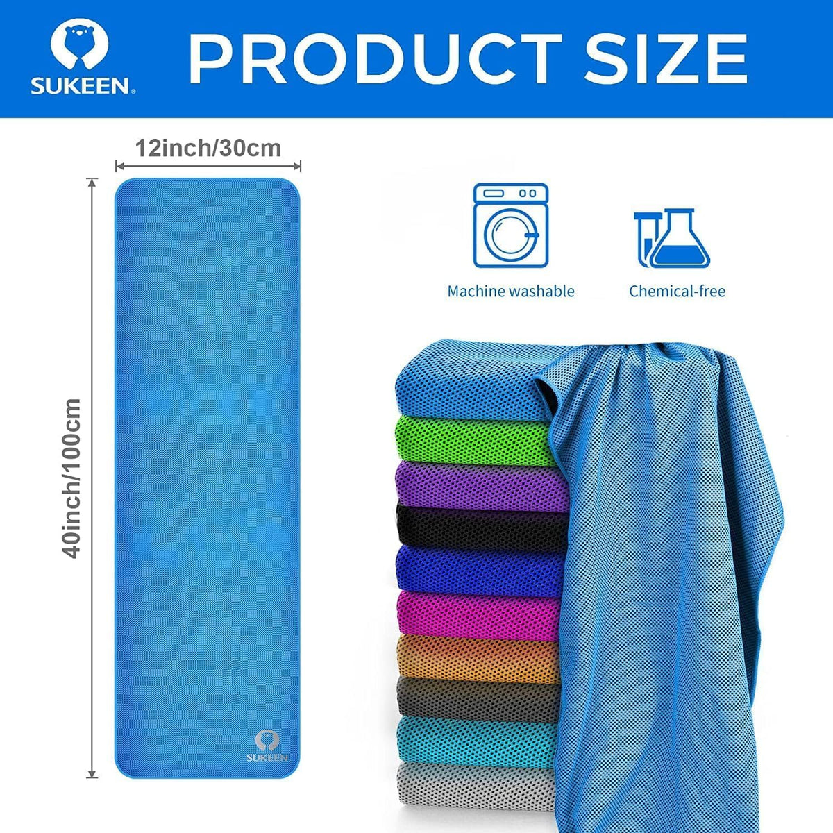 4 Pack Cooling Towels (40"x12") for Neck and Face, Cooling Neck Wraps, Breathable Cooling Towel for Hot Weather, Sweat Towels for Yoga, Sports, Golf, Gym, Camping, Running, Fitness, Workout