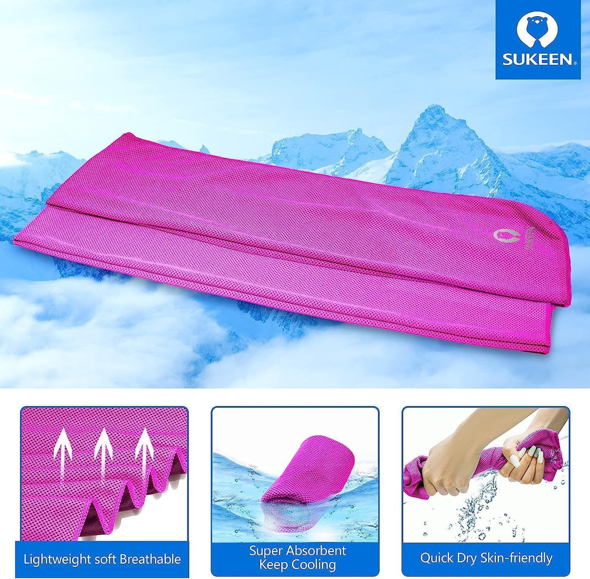 4 Pack Cooling Towels (40"x12") for Neck and Face, Cooling Neck Wraps, Breathable Cooling Towel for Hot Weather, Sweat Towels for Yoga, Sports, Golf, Gym, Camping, Running, Fitness, Workout