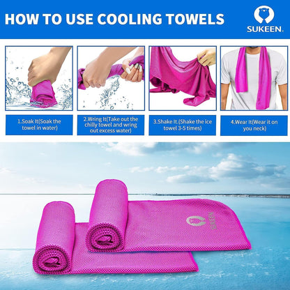 4 Pack Cooling Towels (40"x12") for Neck and Face, Cooling Neck Wraps, Breathable Cooling Towel for Hot Weather, Sweat Towels for Yoga, Sports, Golf, Gym, Camping, Running, Fitness, Workout