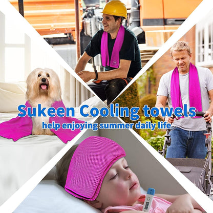 4 Pack Cooling Towels (40"x12") for Neck and Face, Cooling Neck Wraps, Breathable Cooling Towel for Hot Weather, Sweat Towels for Yoga, Sports, Golf, Gym, Camping, Running, Fitness, Workout