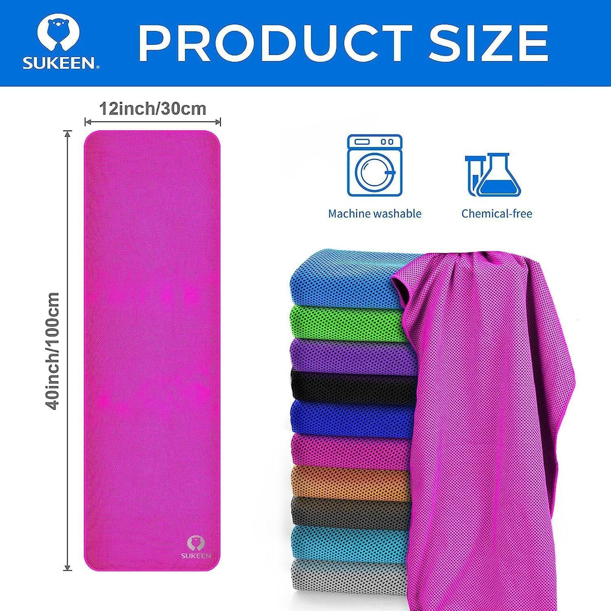 4 Pack Cooling Towels (40"x12") for Neck and Face, Cooling Neck Wraps, Breathable Cooling Towel for Hot Weather, Sweat Towels for Yoga, Sports, Golf, Gym, Camping, Running, Fitness, Workout