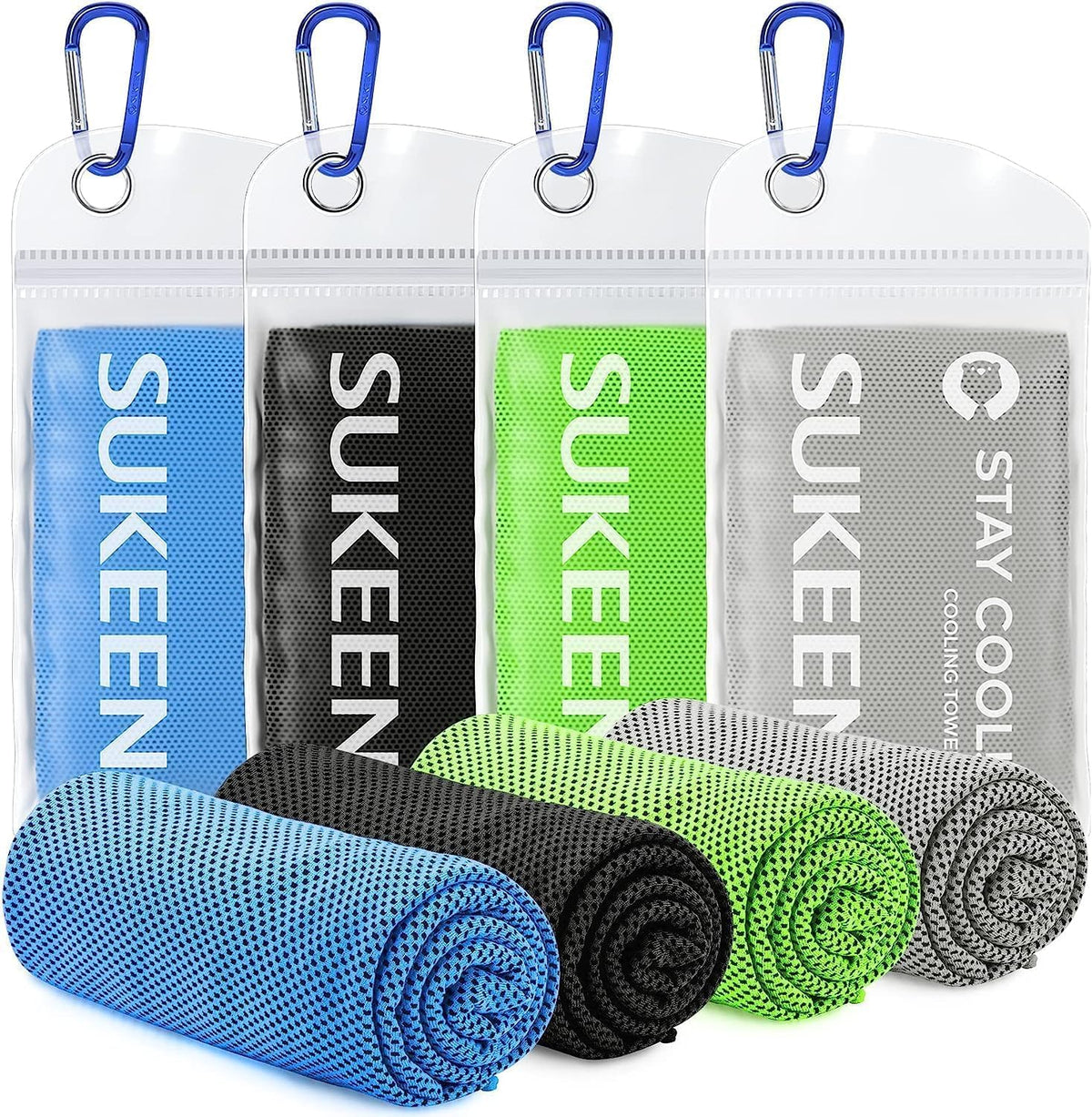 4 Pack Cooling Towels (40"x12") for Neck and Face, Cooling Neck Wraps, Breathable Cooling Towel for Hot Weather, Sweat Towels for Yoga, Sports, Golf, Gym, Camping, Running, Fitness, Workout