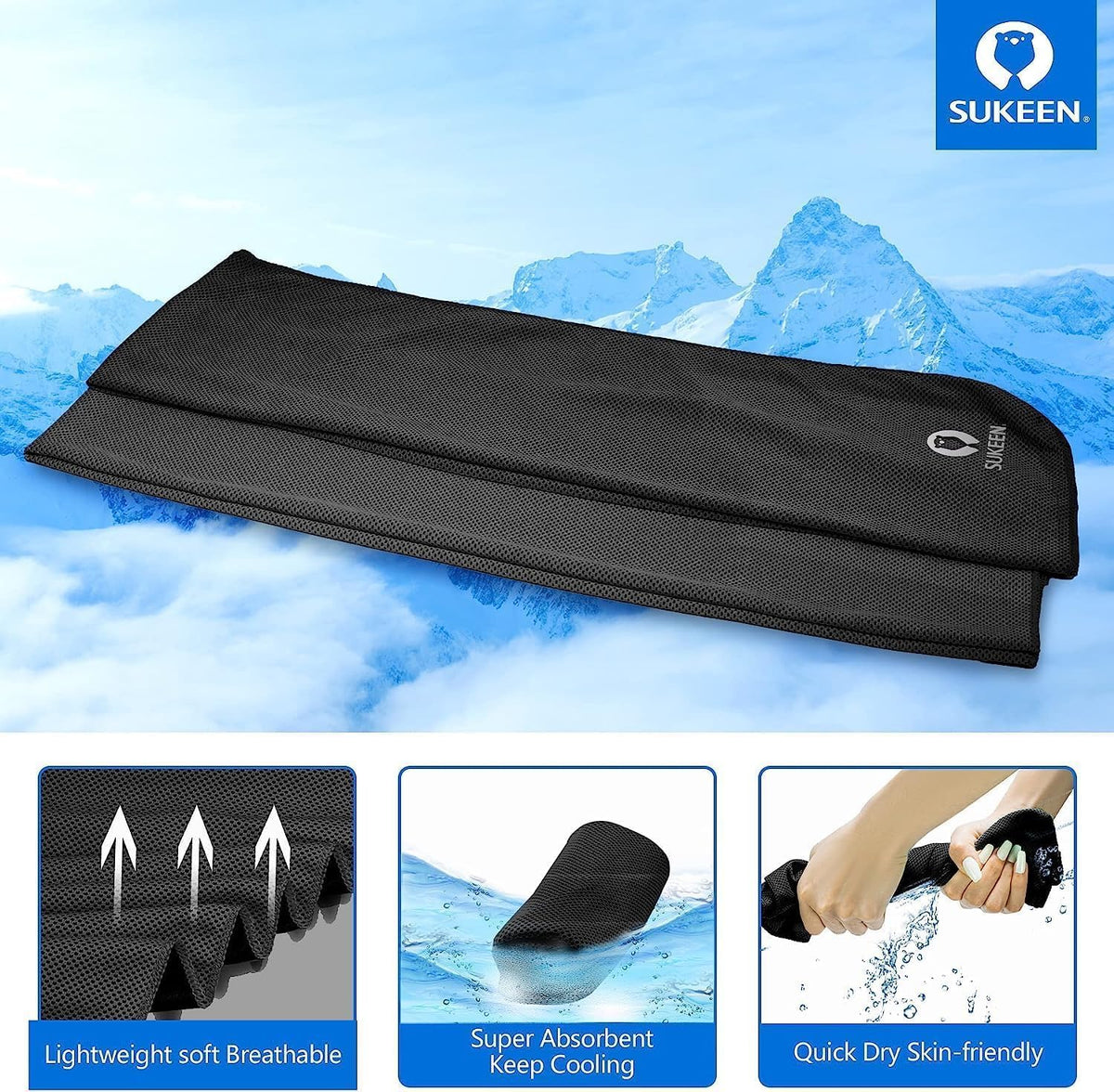 4 Pack Cooling Towels (40"x12") for Neck and Face, Cooling Neck Wraps, Breathable Cooling Towel for Hot Weather, Sweat Towels for Yoga, Sports, Golf, Gym, Camping, Running, Fitness, Workout