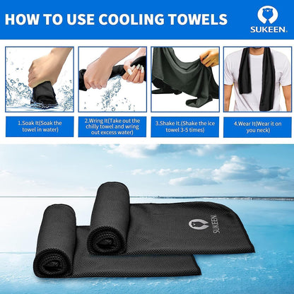 4 Pack Cooling Towels (40"x12") for Neck and Face, Cooling Neck Wraps, Breathable Cooling Towel for Hot Weather, Sweat Towels for Yoga, Sports, Golf, Gym, Camping, Running, Fitness, Workout