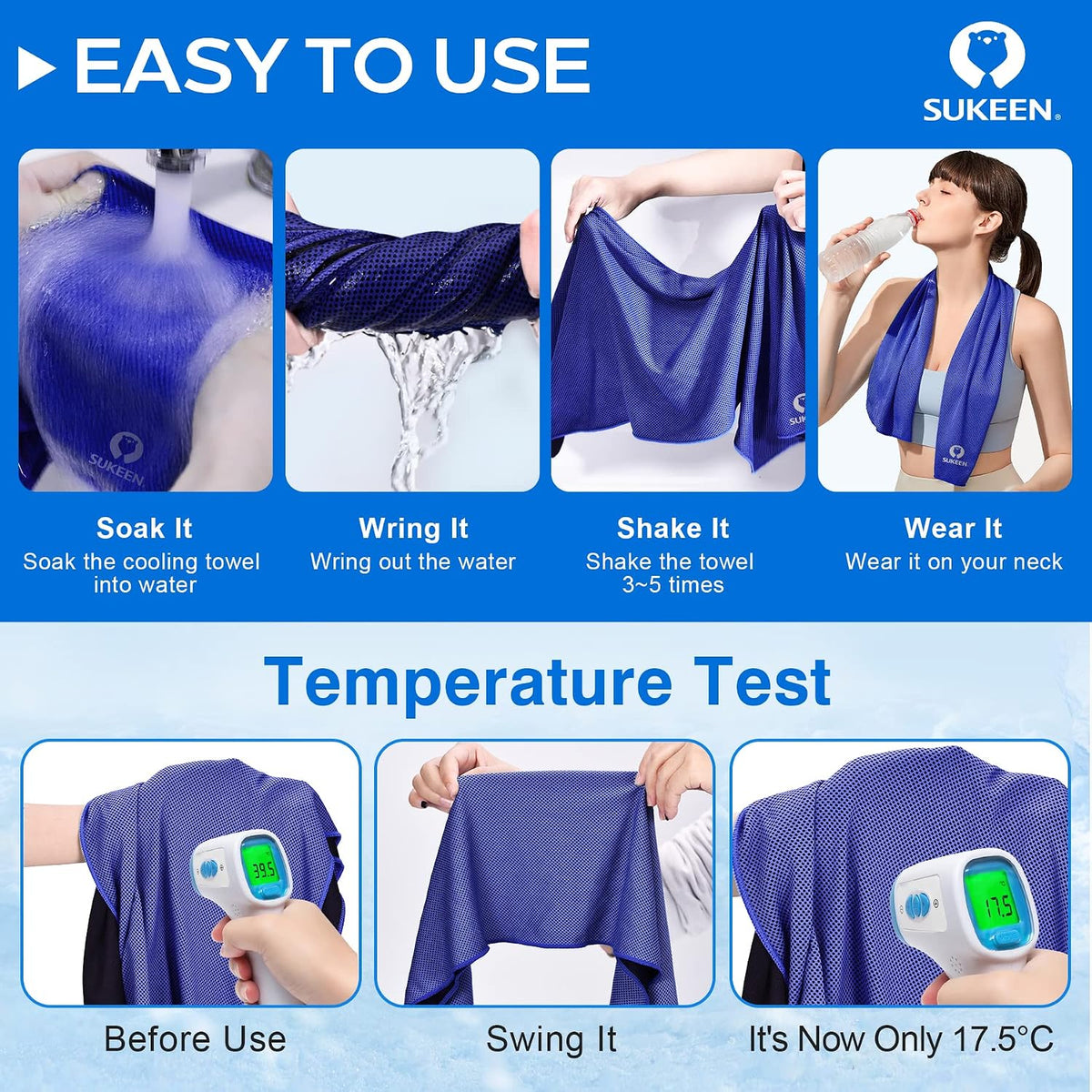 4 Pack Cooling Towels (40"x12") for Neck and Face, Cooling Neck Wraps, Breathable Cooling Towel for Hot Weather, Sweat Towels for Yoga, Sports, Golf, Gym, Camping, Running, Fitness, Workout