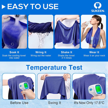 4 Pack Cooling Towels (40"x12") for Neck and Face, Cooling Neck Wraps, Breathable Cooling Towel for Hot Weather, Sweat Towels for Yoga, Sports, Golf, Gym, Camping, Running, Fitness, Workout