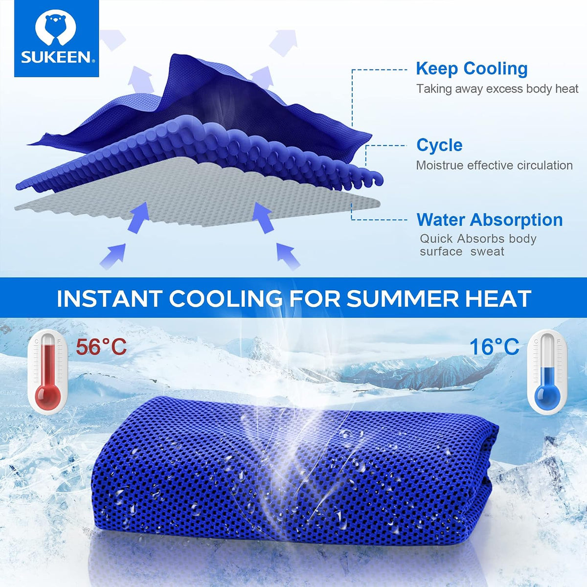 4 Pack Cooling Towels (40"x12") for Neck and Face, Cooling Neck Wraps, Breathable Cooling Towel for Hot Weather, Sweat Towels for Yoga, Sports, Golf, Gym, Camping, Running, Fitness, Workout