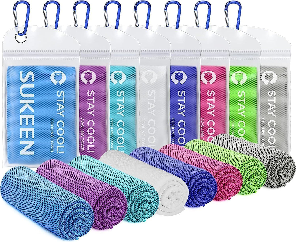 4 Pack Cooling Towels (40"x12") for Neck and Face, Cooling Neck Wraps, Breathable Cooling Towel for Hot Weather, Sweat Towels for Yoga, Sports, Golf, Gym, Camping, Running, Fitness, Workout