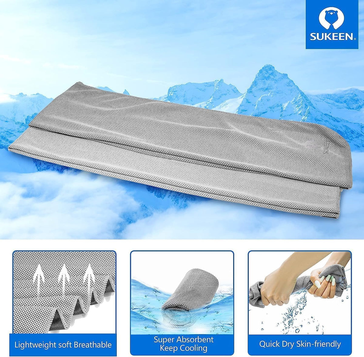 4 Pack Cooling Towels (40"x12") for Neck and Face, Cooling Neck Wraps, Breathable Cooling Towel for Hot Weather, Sweat Towels for Yoga, Sports, Golf, Gym, Camping, Running, Fitness, Workout