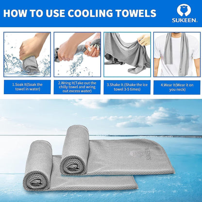 4 Pack Cooling Towels (40"x12") for Neck and Face, Cooling Neck Wraps, Breathable Cooling Towel for Hot Weather, Sweat Towels for Yoga, Sports, Golf, Gym, Camping, Running, Fitness, Workout