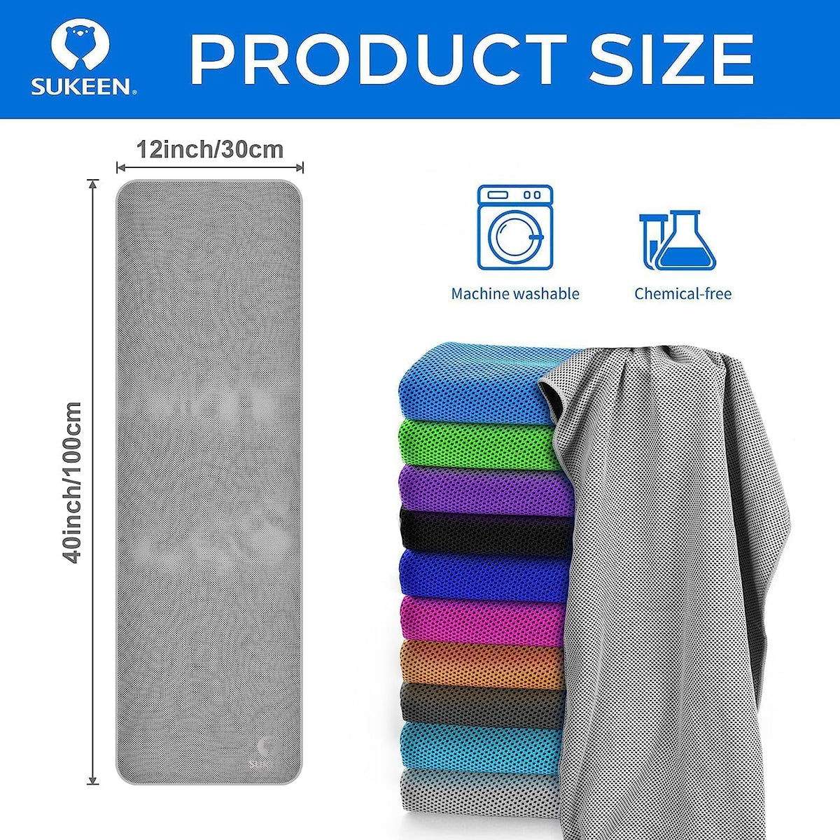 4 Pack Cooling Towels (40"x12") for Neck and Face, Cooling Neck Wraps, Breathable Cooling Towel for Hot Weather, Sweat Towels for Yoga, Sports, Golf, Gym, Camping, Running, Fitness, Workout
