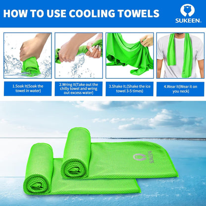 4 Pack Cooling Towels (40"x12") for Neck and Face, Cooling Neck Wraps, Breathable Cooling Towel for Hot Weather, Sweat Towels for Yoga, Sports, Golf, Gym, Camping, Running, Fitness, Workout