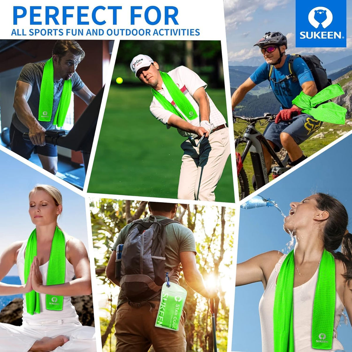 4 Pack Cooling Towels (40"x12") for Neck and Face, Cooling Neck Wraps, Breathable Cooling Towel for Hot Weather, Sweat Towels for Yoga, Sports, Golf, Gym, Camping, Running, Fitness, Workout