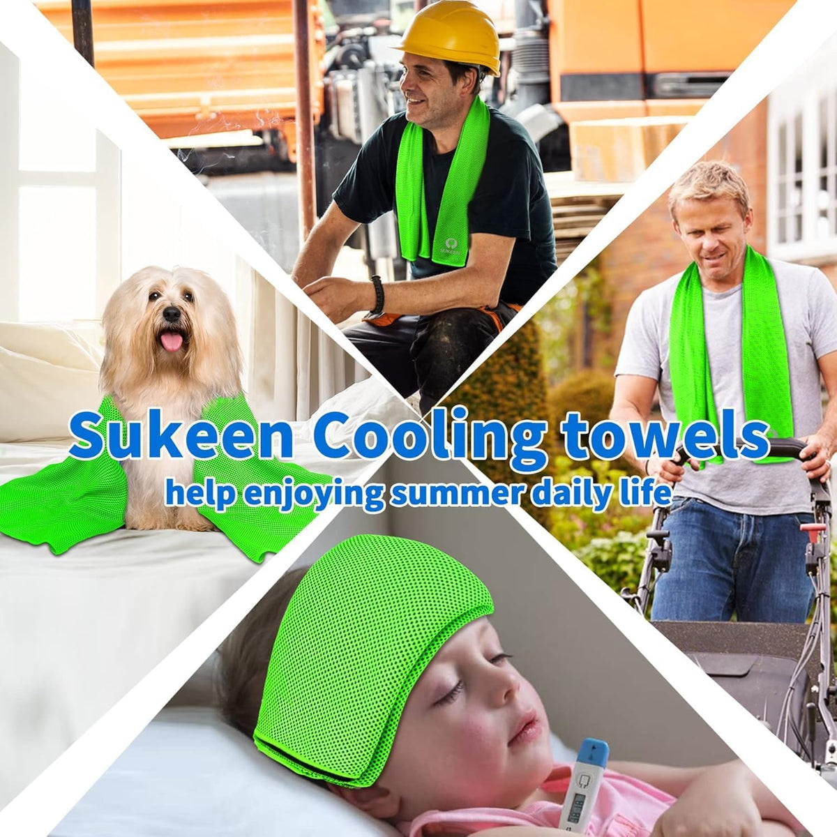 4 Pack Cooling Towels (40"x12") for Neck and Face, Cooling Neck Wraps, Breathable Cooling Towel for Hot Weather, Sweat Towels for Yoga, Sports, Golf, Gym, Camping, Running, Fitness, Workout