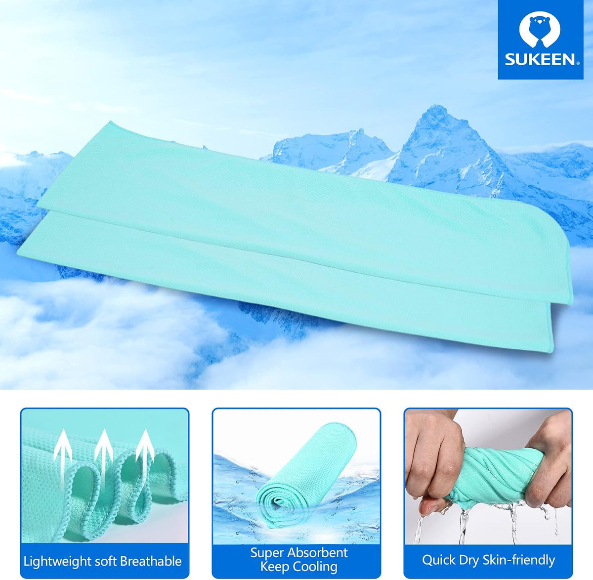 4 Pack Cooling Towels (40"x12") for Neck and Face, Cooling Neck Wraps, Breathable Cooling Towel for Hot Weather, Sweat Towels for Yoga, Sports, Golf, Gym, Camping, Running, Fitness, Workout